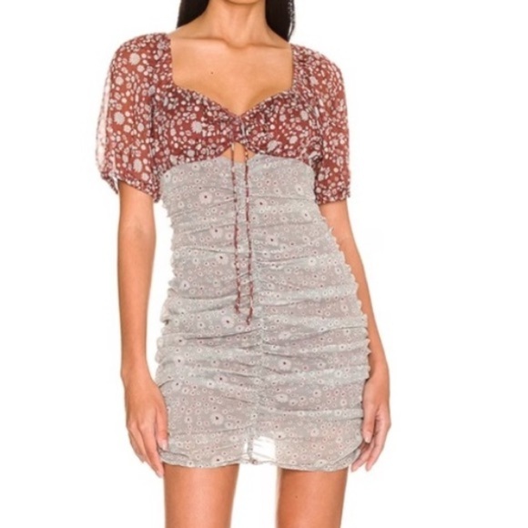 Free People Dresses & Skirts - NWT Free People Tessa Floral Print Ruched Dress Size Small Womens